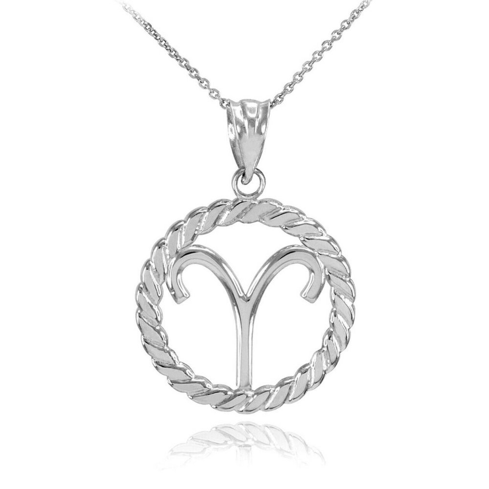 Sterling Silver Aries Zodiac Sign Circle Necklace